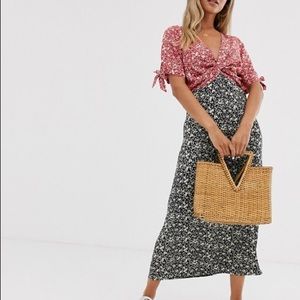 ASOS mixed floral print midi tea dress